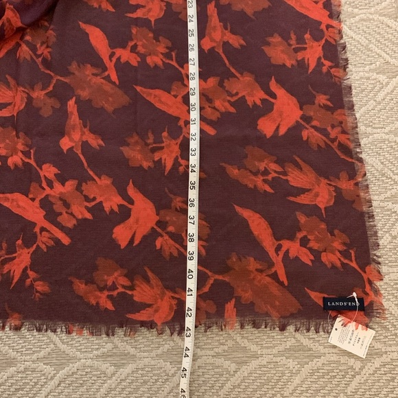 Lands End NWT Shawl Wrap, Long Length, Wide Stole, Gauzy Lightweight, Bird Print - Picture 8 of 9